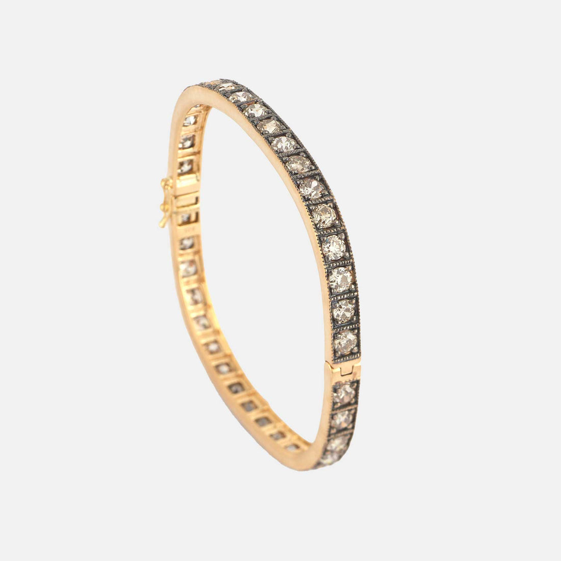 Square champagne Old Euro diamond bangle