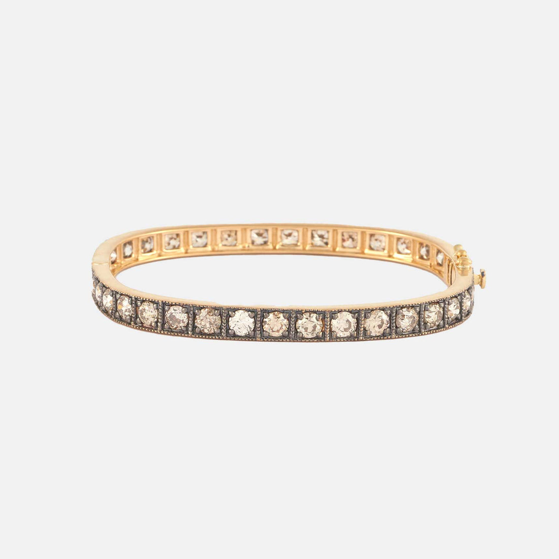 Square champagne Old Euro diamond bangle