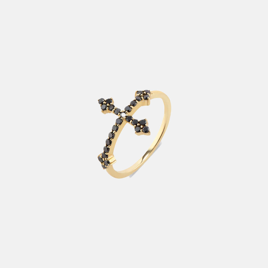 Black Diamond Cross Your Fingers Ring