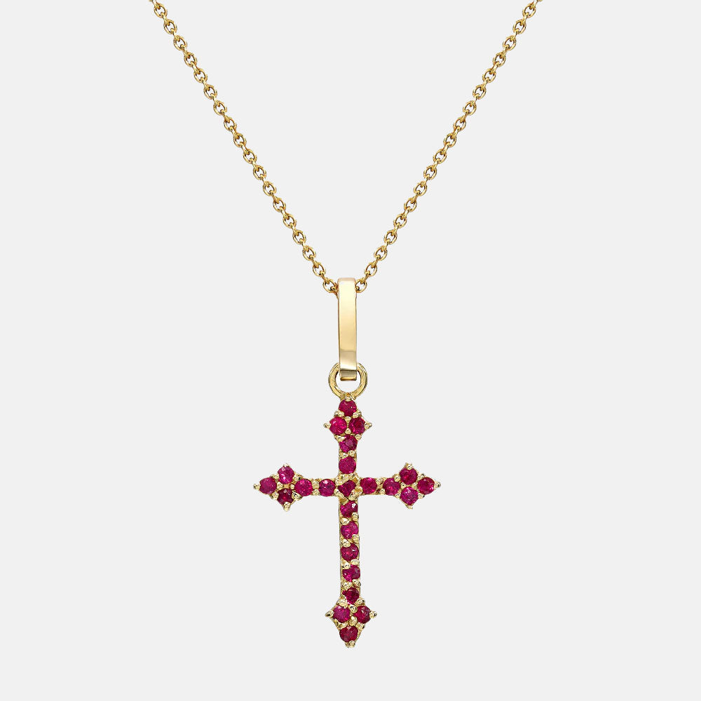 Ruby Baby Gothic Cross Pendant