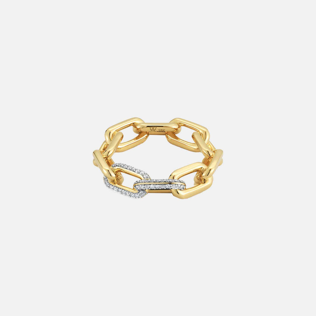 SAXON 18K LARGE DOUBLE DIAMOND CHAIN LINK RING