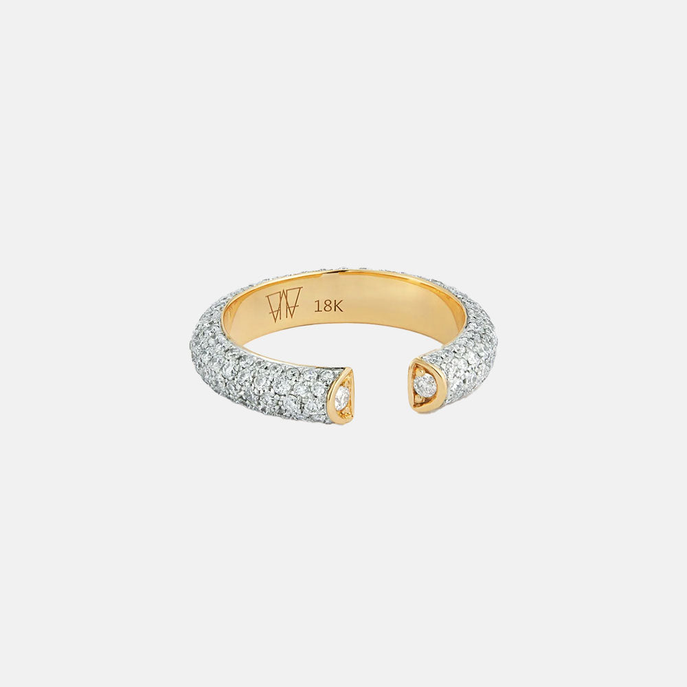 THOBY 18K ALL DIAMOND TUBULAR CUFF RING