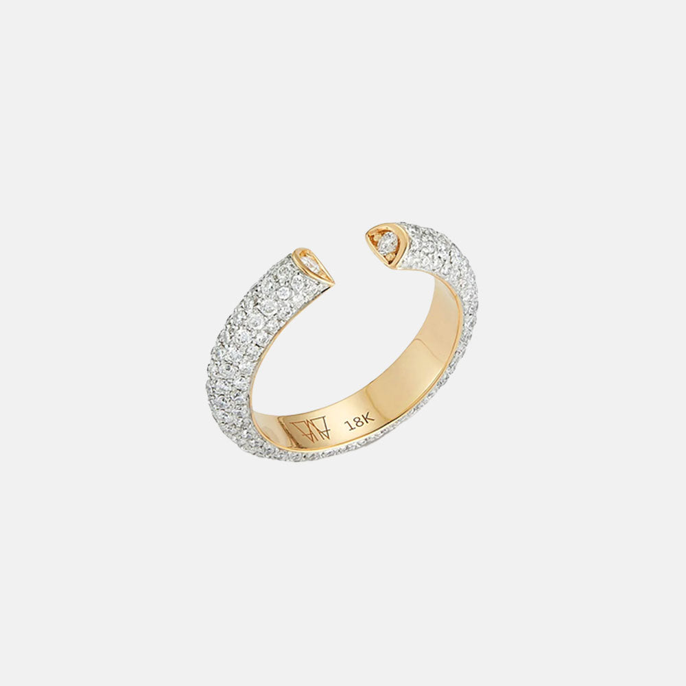 THOBY 18K ALL DIAMOND TUBULAR CUFF RING