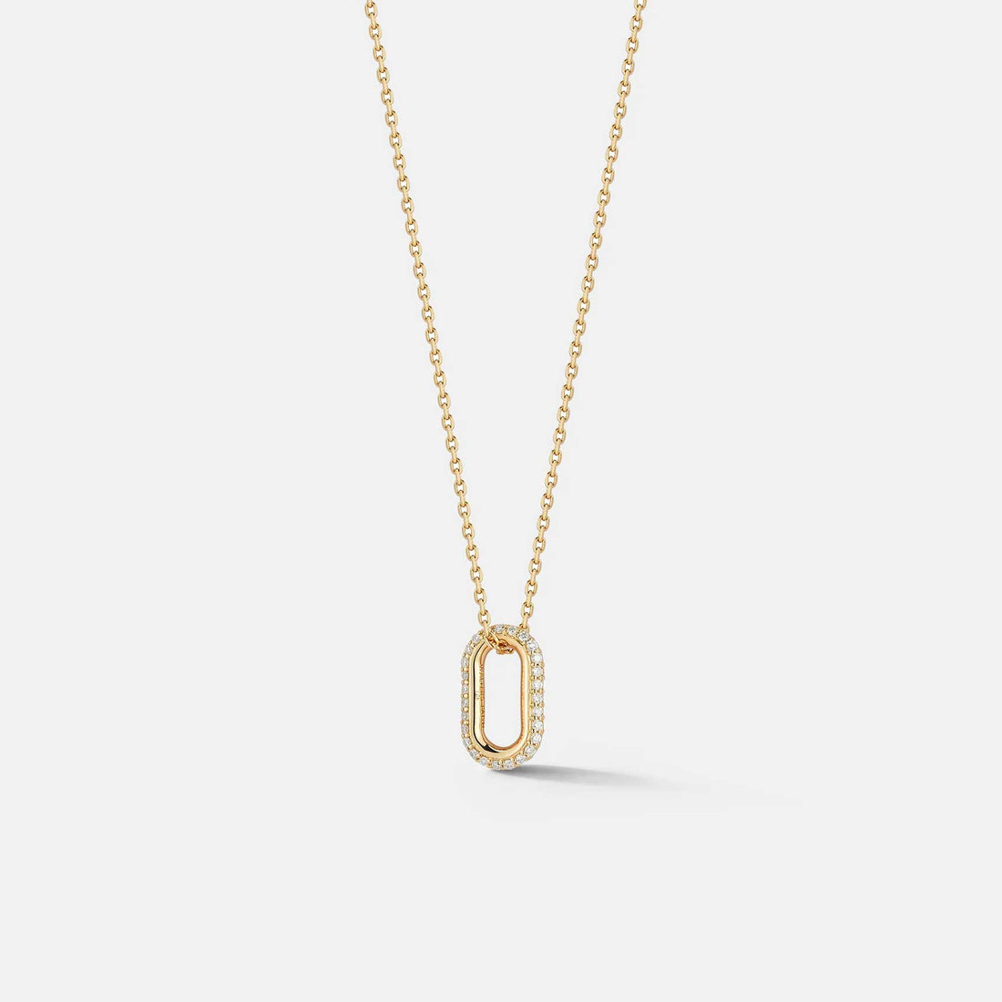 SAXON 18K Yellow GOLD ALL DIAMOND MINI SINGLE LINK NECKLACE