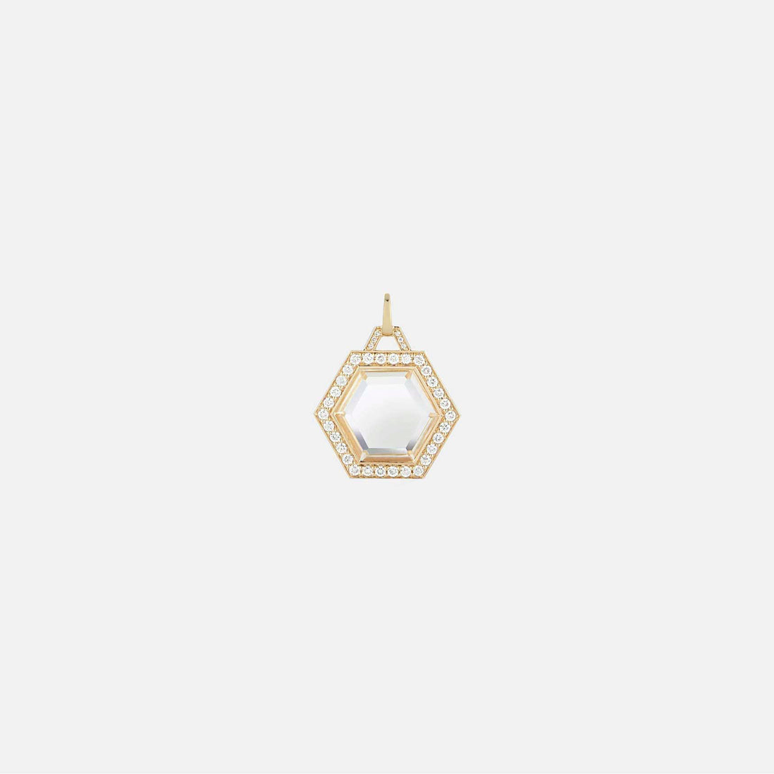 BELL 18K DIAMOND & ROCK CRYSTAL HEXAGON CHARM