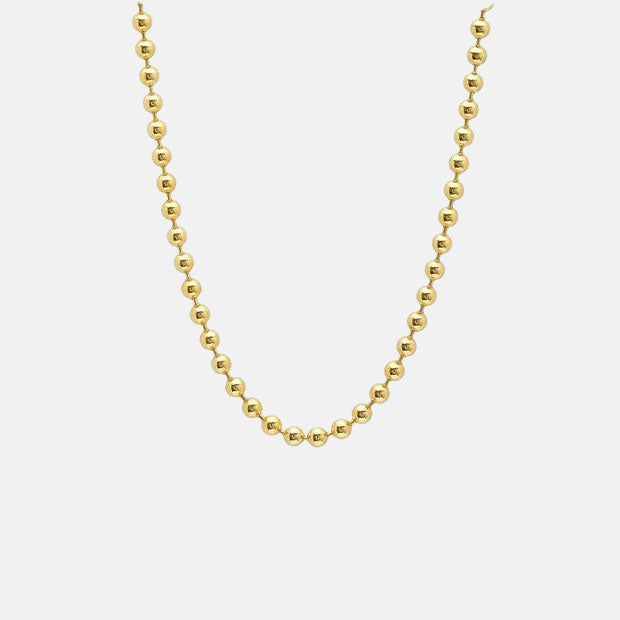 14K Gold 18" 2.5mm Beaded Ball Stanley Chain