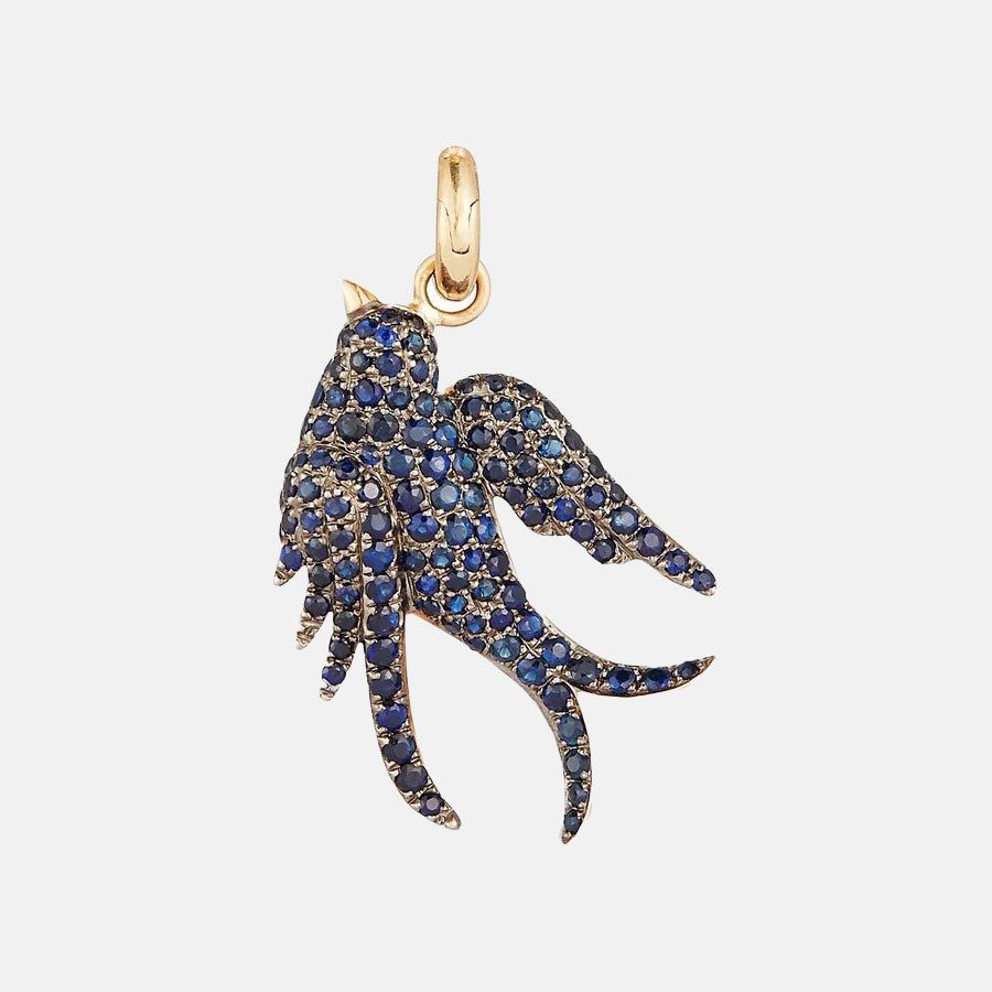14K Gold & Blue Sapphire Birdie Charm