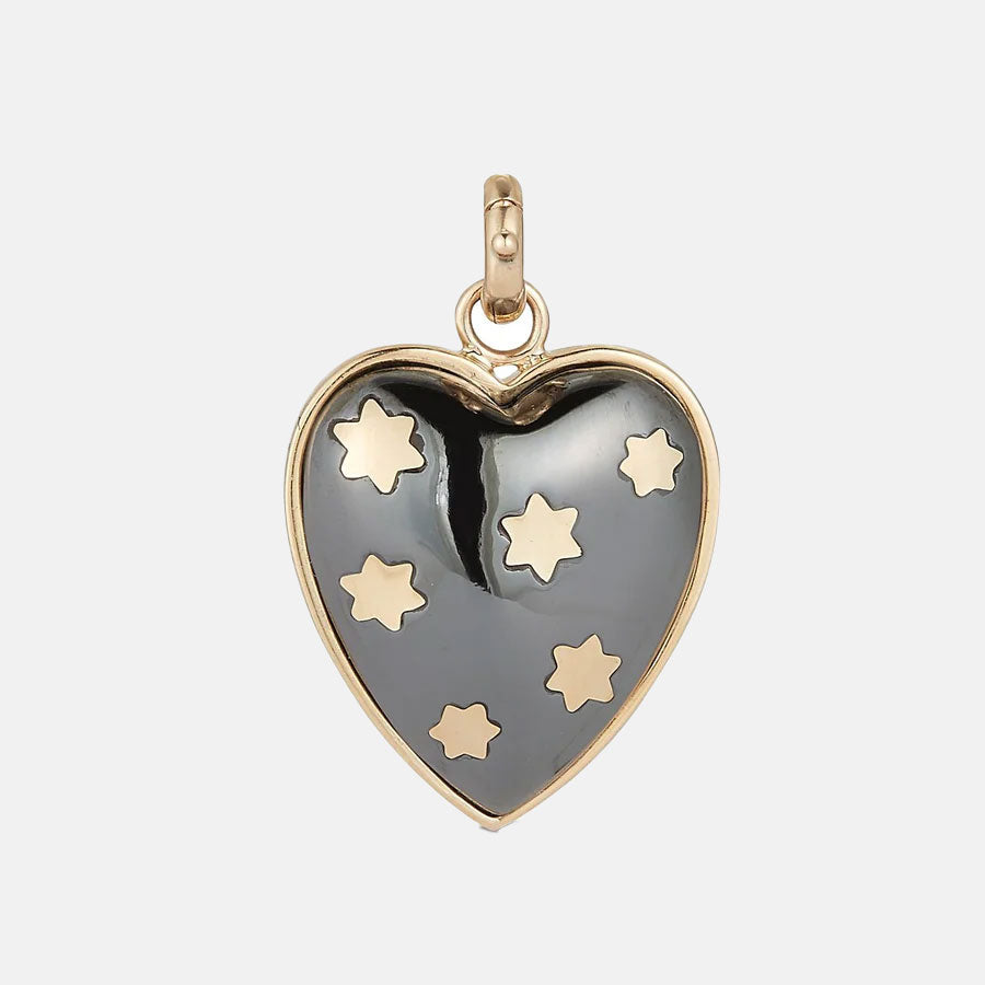 14K Gold & Hematite Anna Heart Charm
