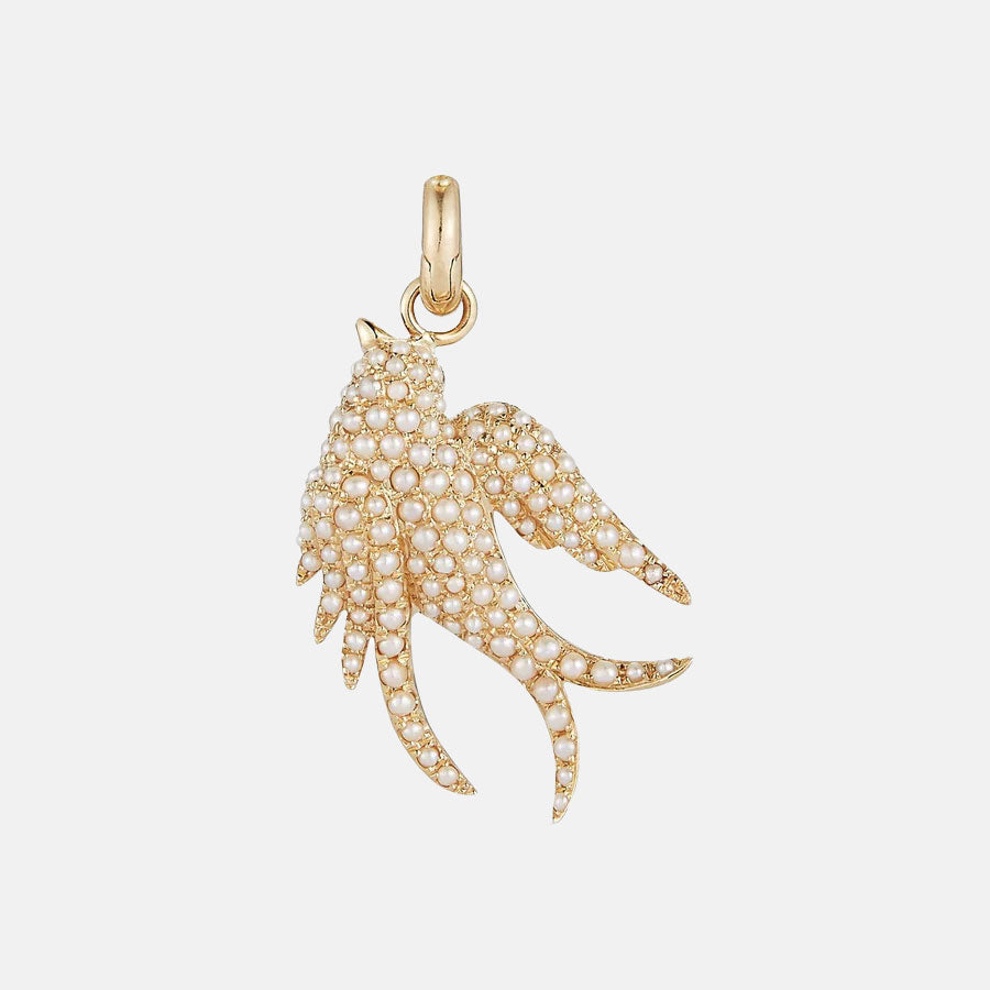 14K Gold & Pearl Birdie Charm