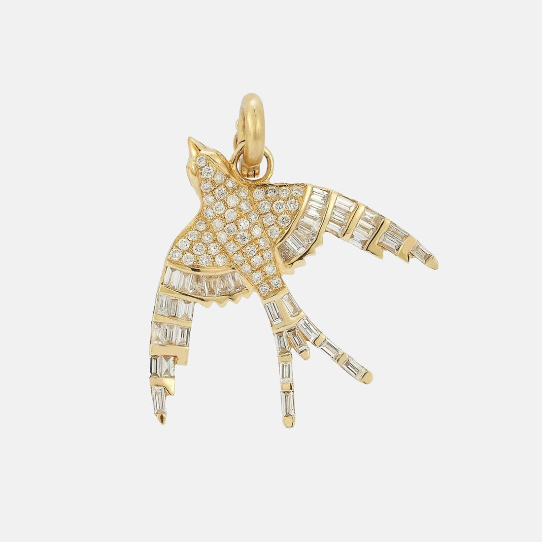 14K Gold & White Diamond Evelyn Bird Charm