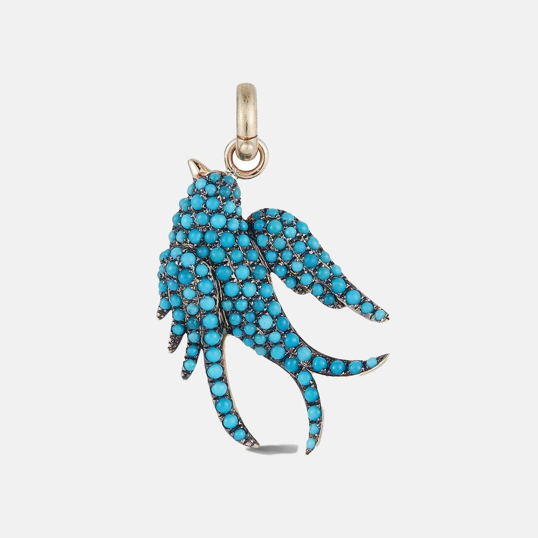 14K Gold & Turquoise Birdie Charm