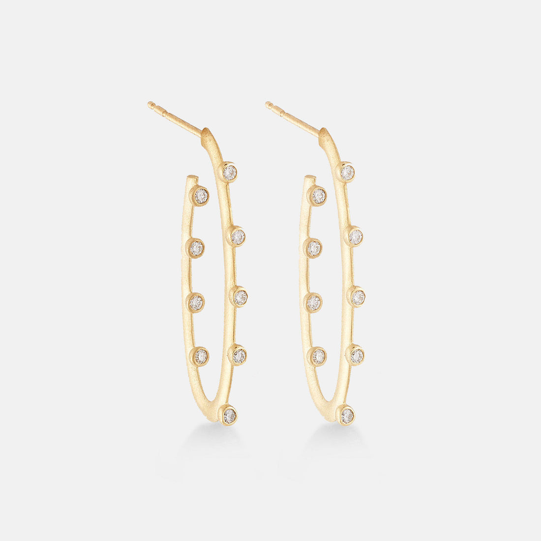 Oval multi-bezel hoop earrings