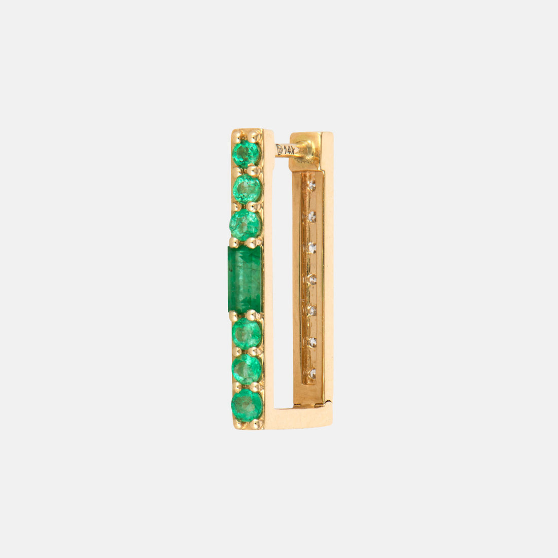 Single Emerald and Diamond Two-Sided Rectangular Hoop