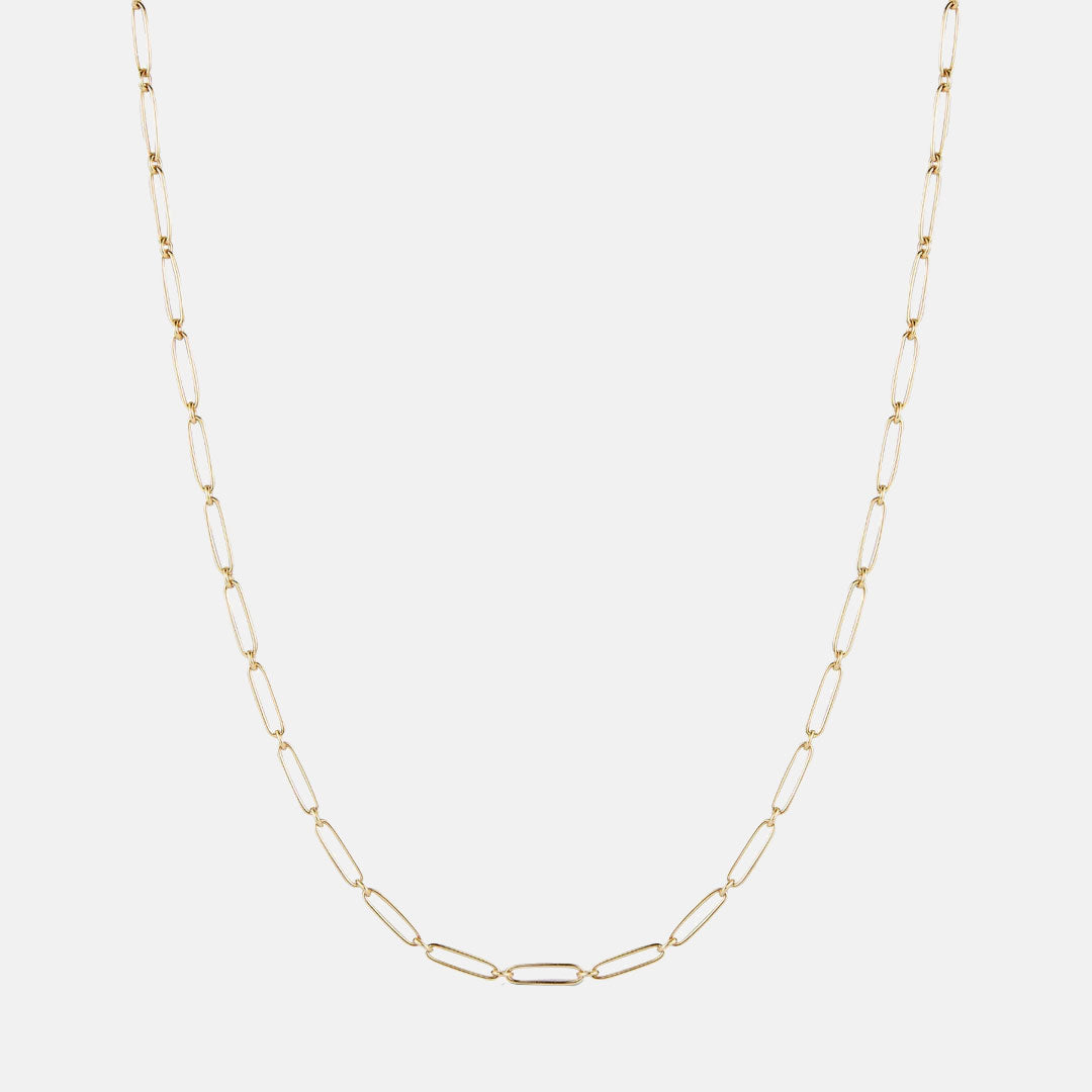 14K Gold Alternating Elongated Link Handmade 18" Grover Chain