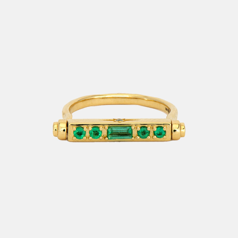 Shine Bright Diamond and Emerald Narrow Flip Ring